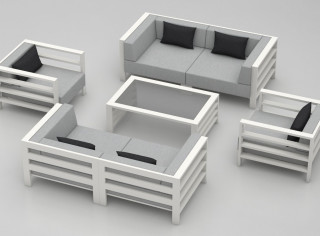 Zestaw ARUCAS 3: 2x moduł zewnętrzny prawy, 2x moduł zewnętrzny lewy, 2x fotel, 1x stolik