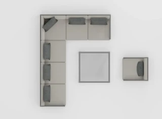 Zestaw MODERN 4: 1x fotel, 3x moduł wewnętrzny, 1x moduł zewnętrzny prawy, 1x moduł zewnętrzny lewy, 1X moduł narożnikowy, 1x stolik duży
